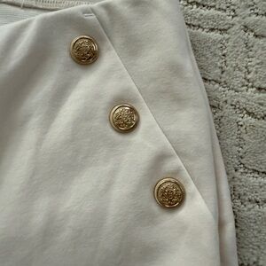 Chico's Cream Wide Leg Pants with Gold Buttons